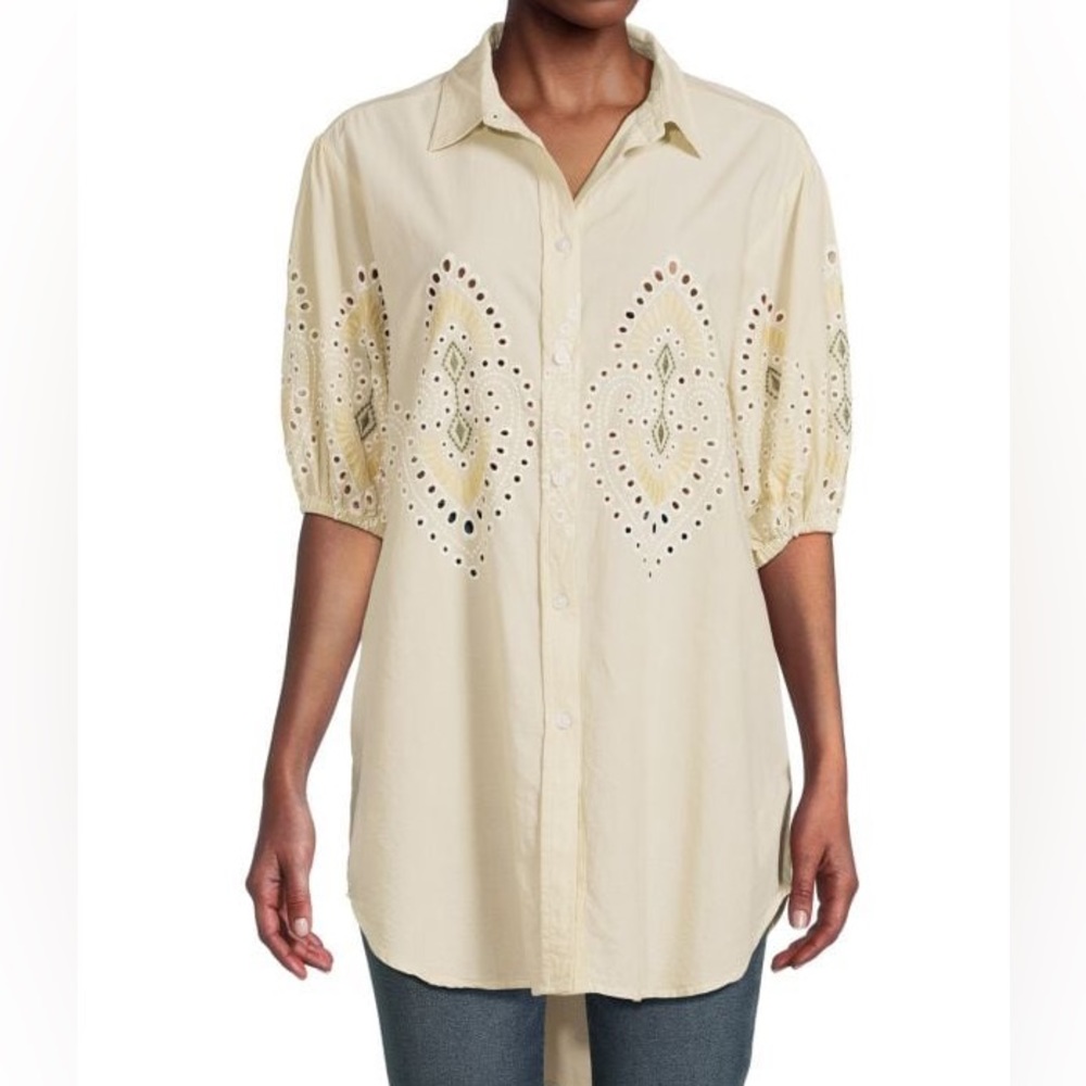 $218 - 7 For All Mankind  Puff Sleeve Tunic in Soft Olive